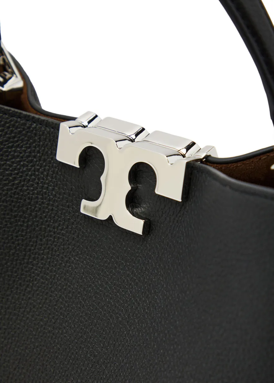 Eleanor T-logo grained leather top handle bag