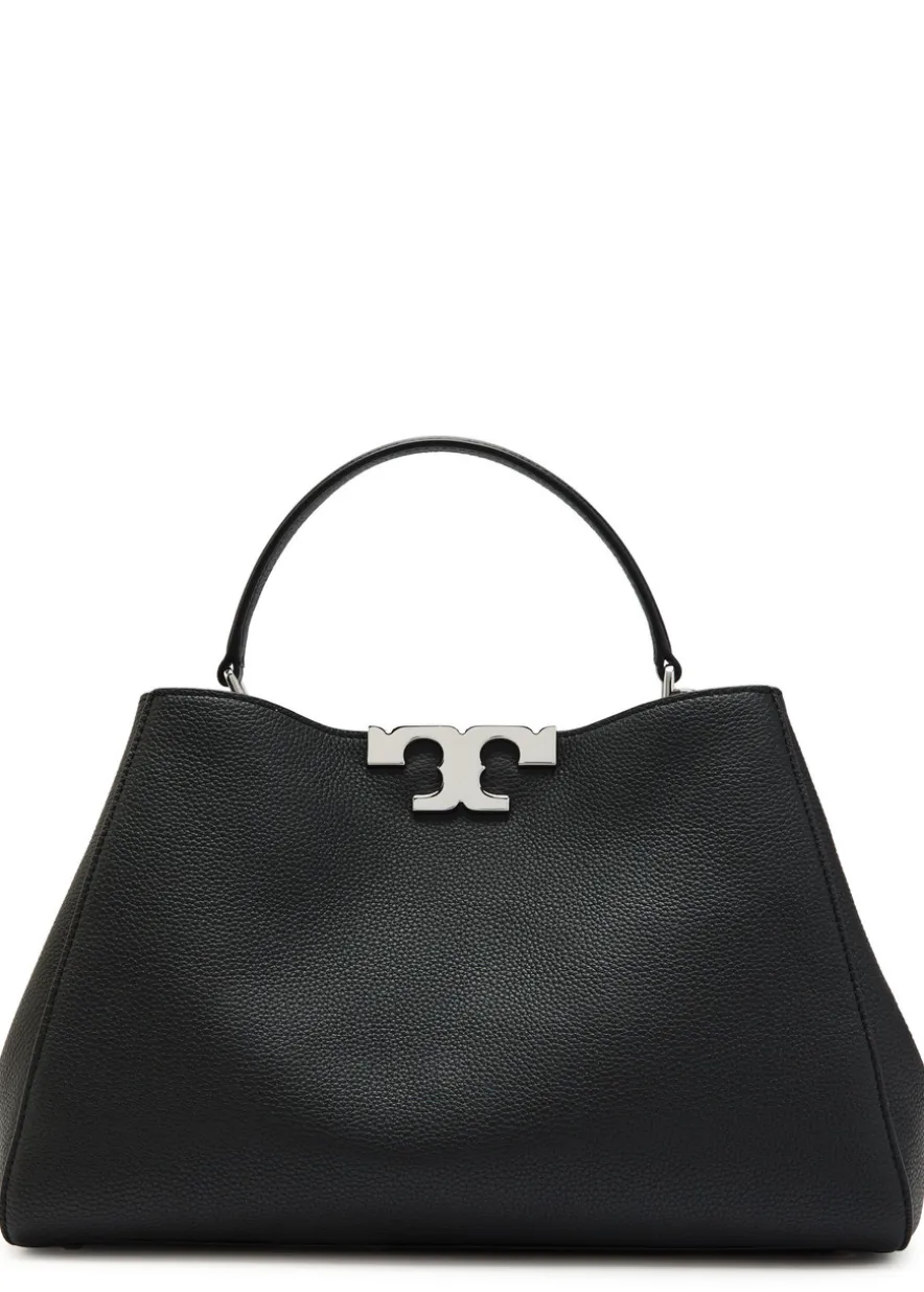 Eleanor T-logo grained leather top handle bag