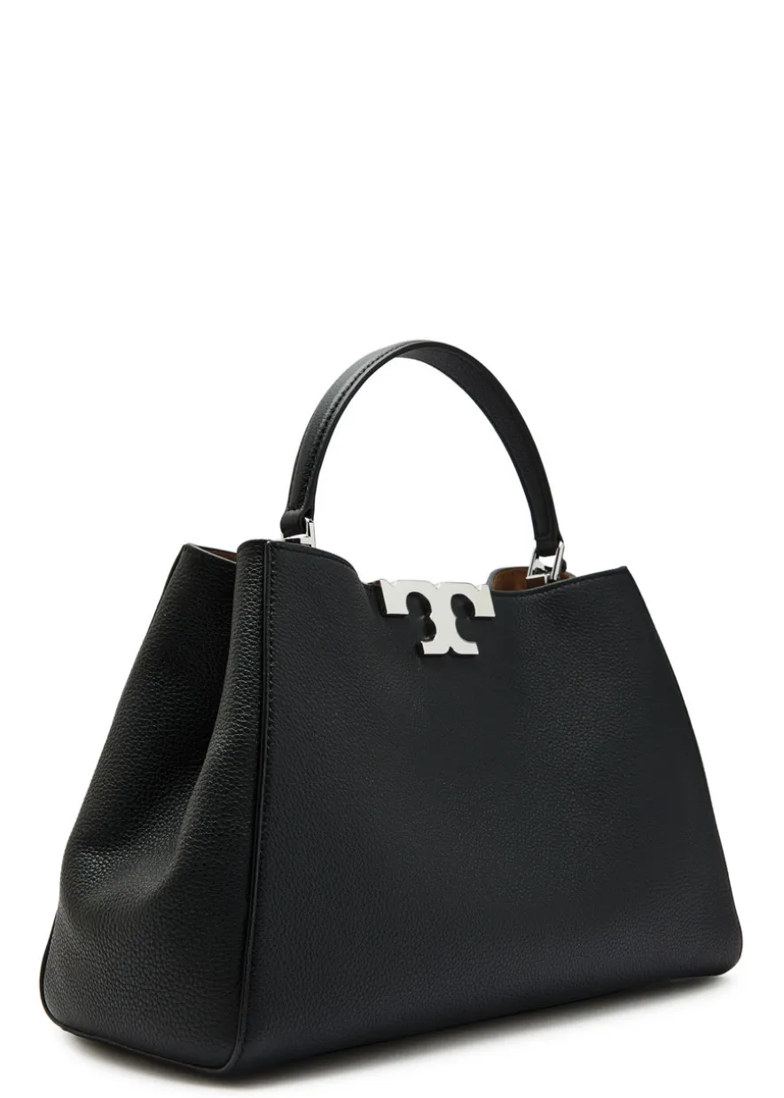Eleanor T-logo grained leather top handle bag