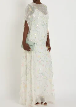 Elenore floral-appliquéd chiffon maxi dress