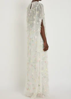 Elenore floral-appliquéd chiffon maxi dress