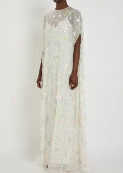 Elenore floral-appliquéd chiffon maxi dress
