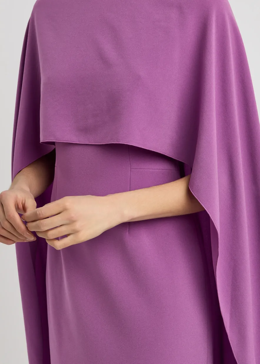Elina cape-effect crepe gown