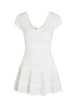 Elisavette striped pointelle knit mini dress