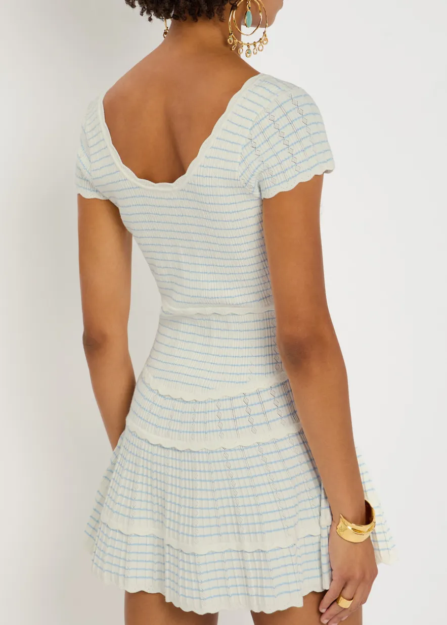 Elisavette striped pointelle knit mini dress