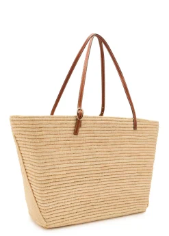Ella large logo-embroidered raffia tote bag