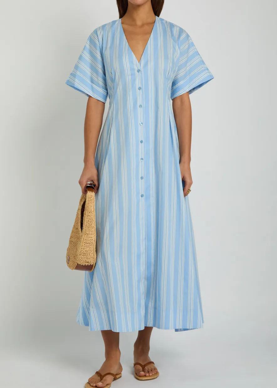 Elle striped stretch-cotton midi dress
