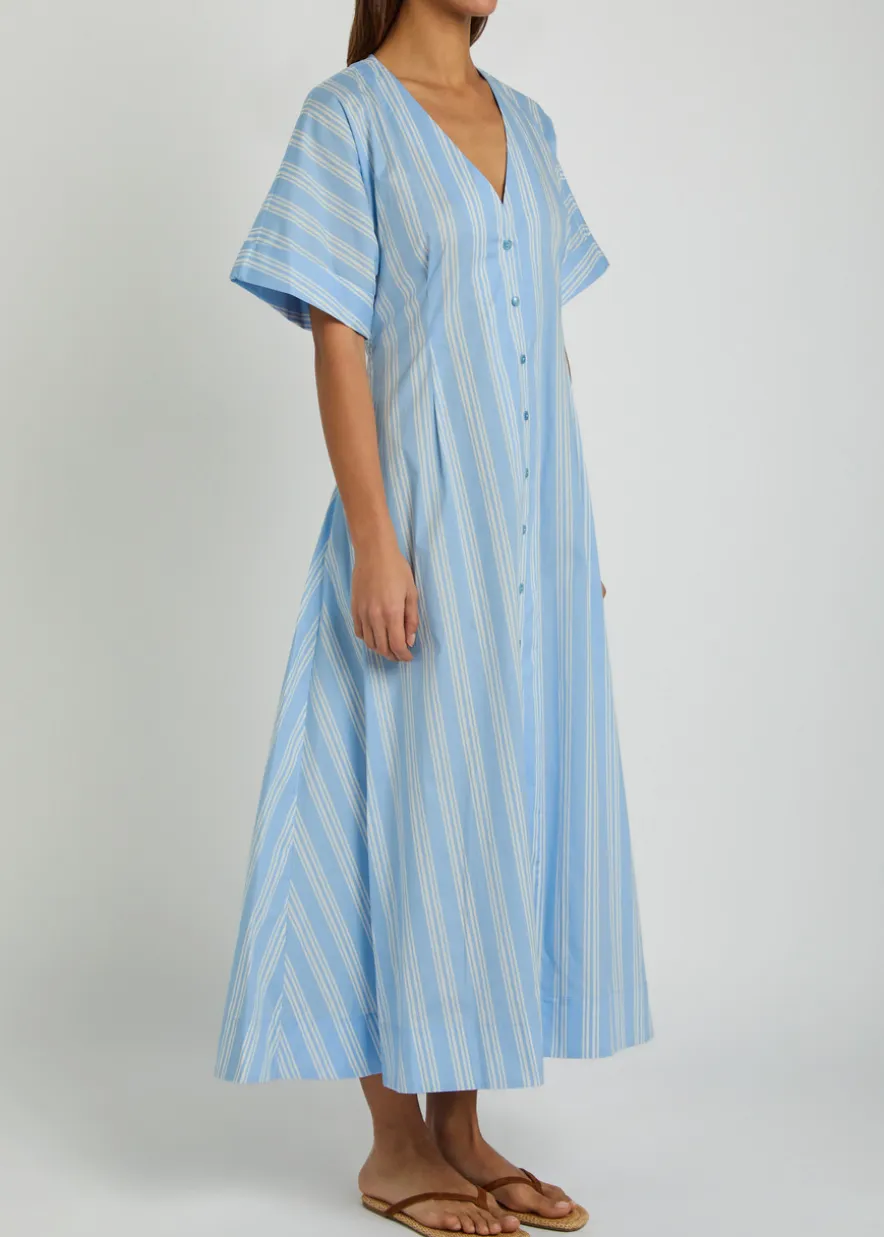Elle striped stretch-cotton midi dress