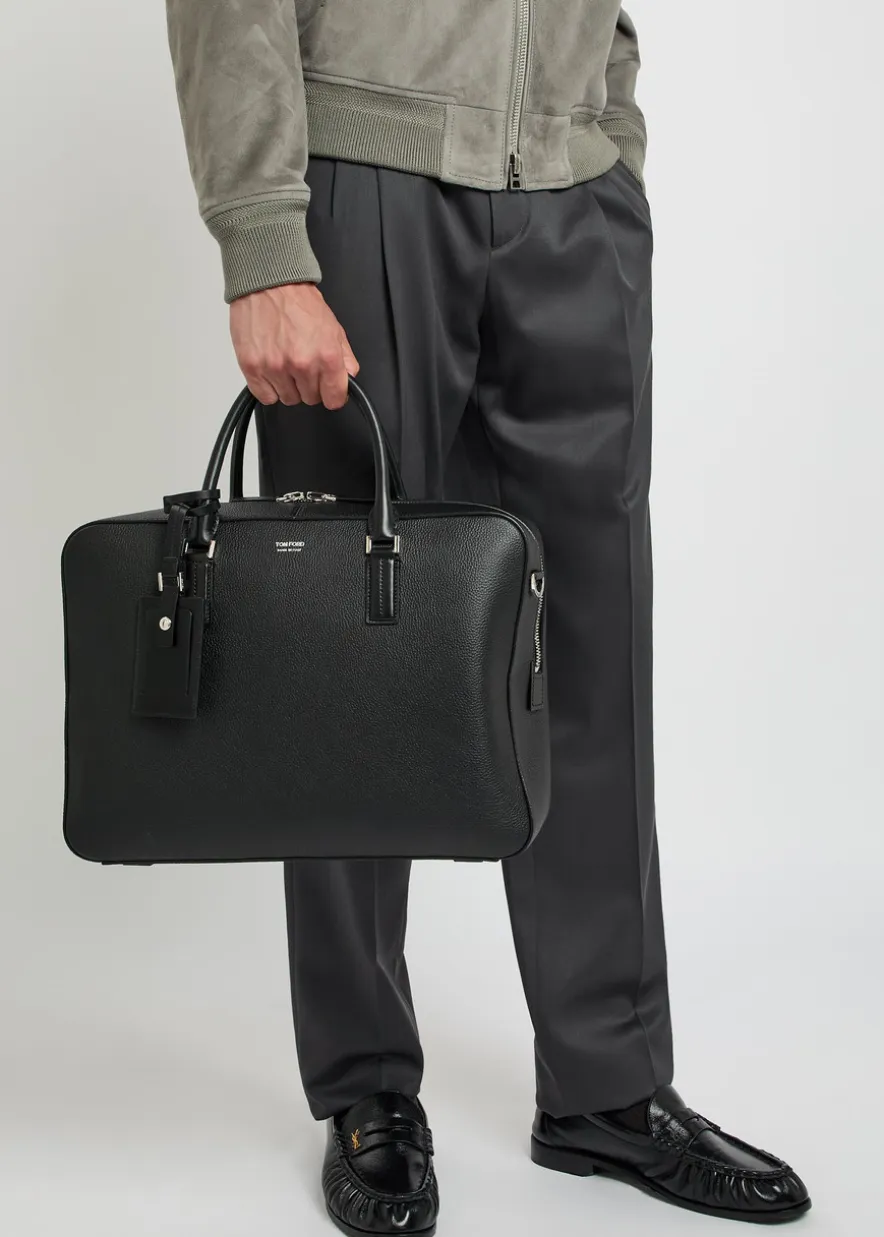Elliot grained leather briefcase