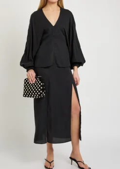 Elodie front-slit lyocell skirt