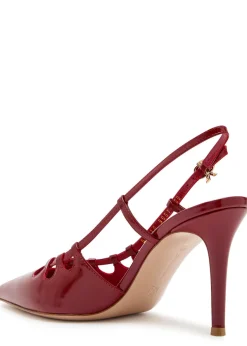 Eloise 85 cut-out glossed leather slingback pumps