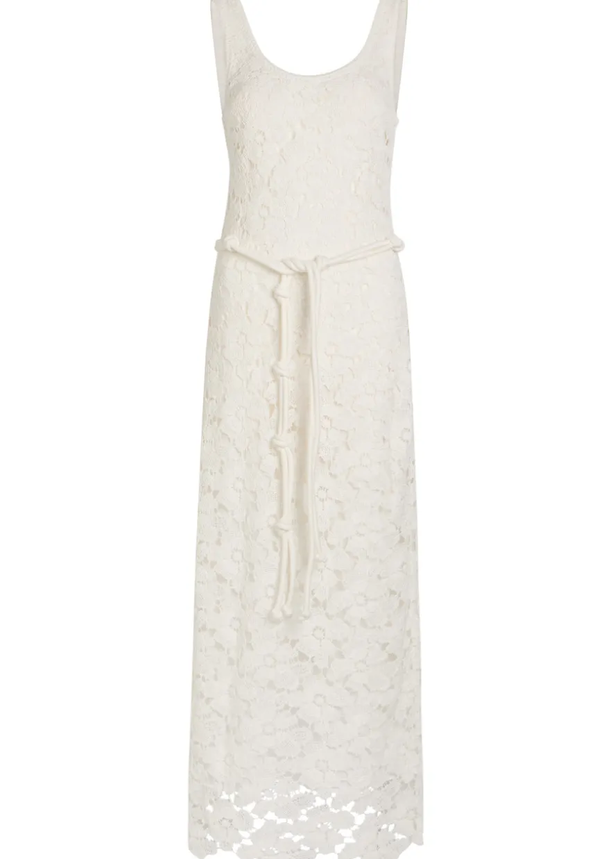 Eloise lace belted cotton-blend maxi dress