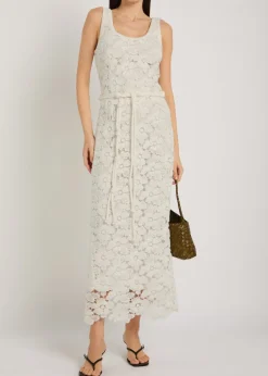 Eloise lace belted cotton-blend maxi dress