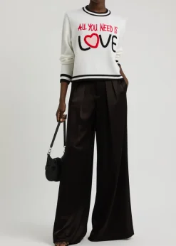 Eloise wide-leg satin trousers