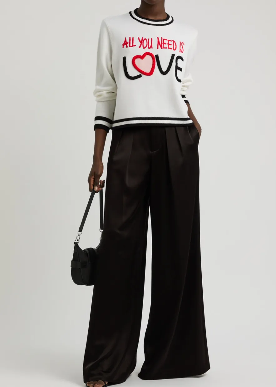 Eloise wide-leg satin trousers