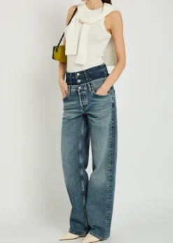 Elson layered straight-leg jeans