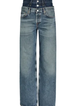 Elson layered straight-leg jeans