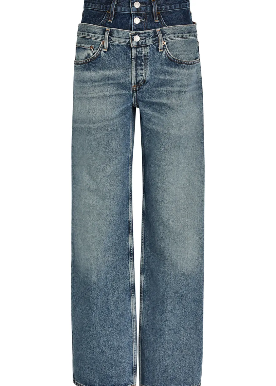 Elson layered straight-leg jeans