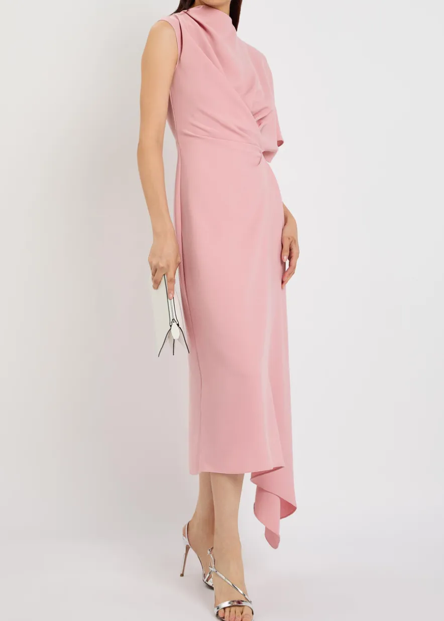 Elva gathered crepe midi dress