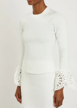 Elyse cutwork stretch-knit top