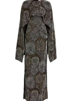 Embellished cape gown