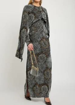 Embellished cape gown