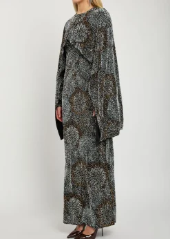 Embellished cape gown