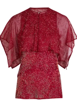 Embellished chiffon cape top
