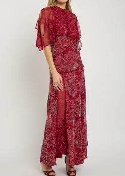 Embellished chiffon cape top