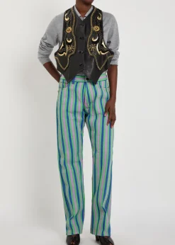 Embellished panelled leather vest