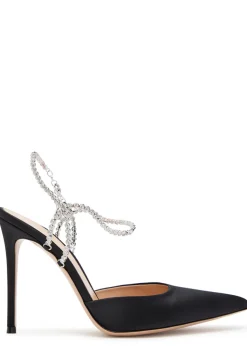 105 embellished-strap satin pumps