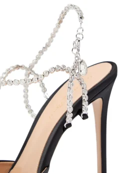 105 embellished-strap satin pumps