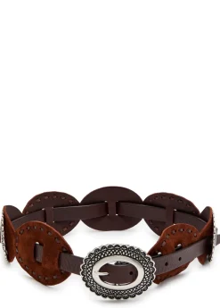 Embellished suede concho belt