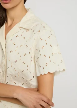 Embroidered cotton-blend shirt