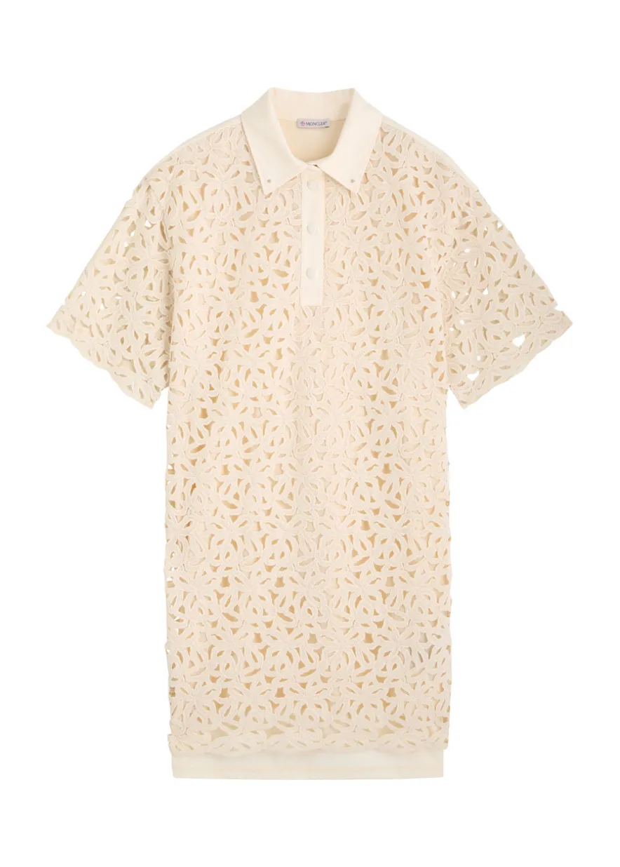 Embroidered cotton mini shirt dress