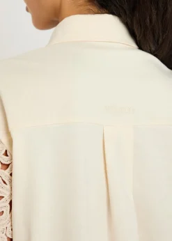 Embroidered cotton mini shirt dress