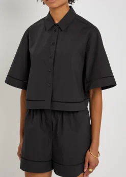 Embroidered cotton-poplin shirt