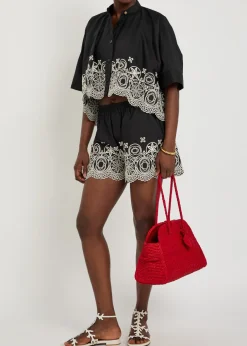 Embroidered cotton-poplin shirt