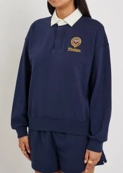 Embroidered cotton rugby top