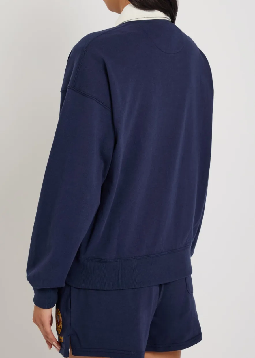 Embroidered cotton rugby top