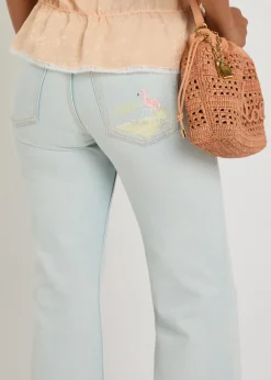 Embroidered flared-leg jeans