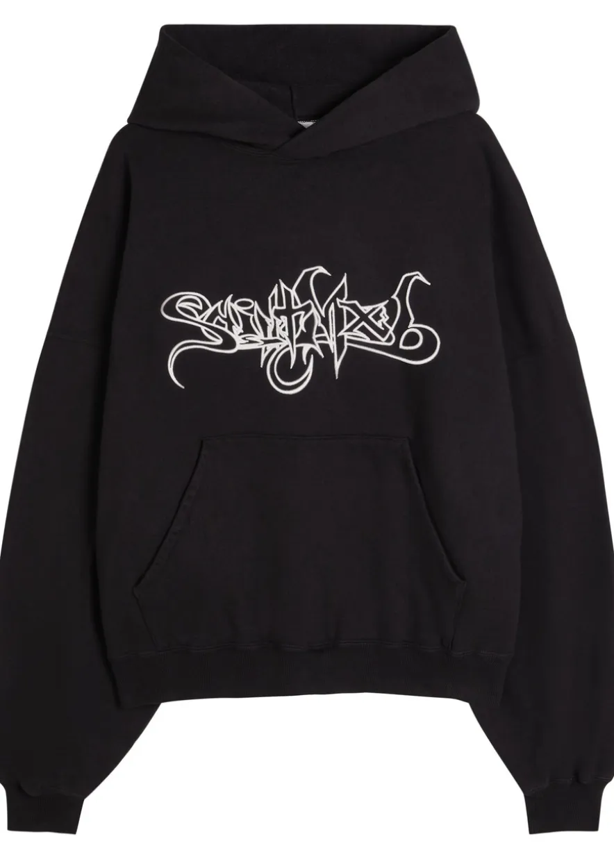 Embroidered hooded cotton sweatshirt