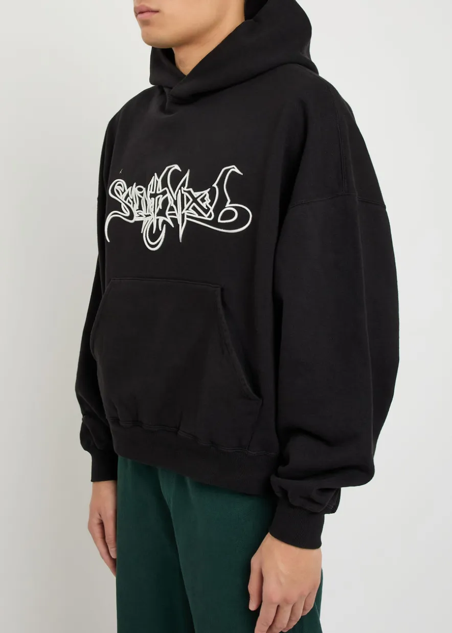 Embroidered hooded cotton sweatshirt
