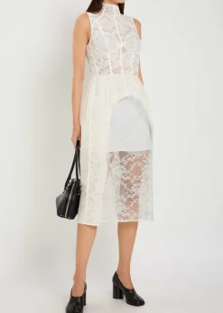 Embroidered lace midi dress