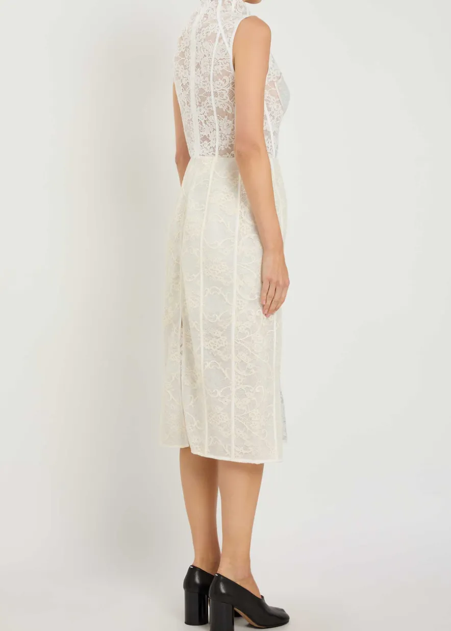 Embroidered lace midi dress