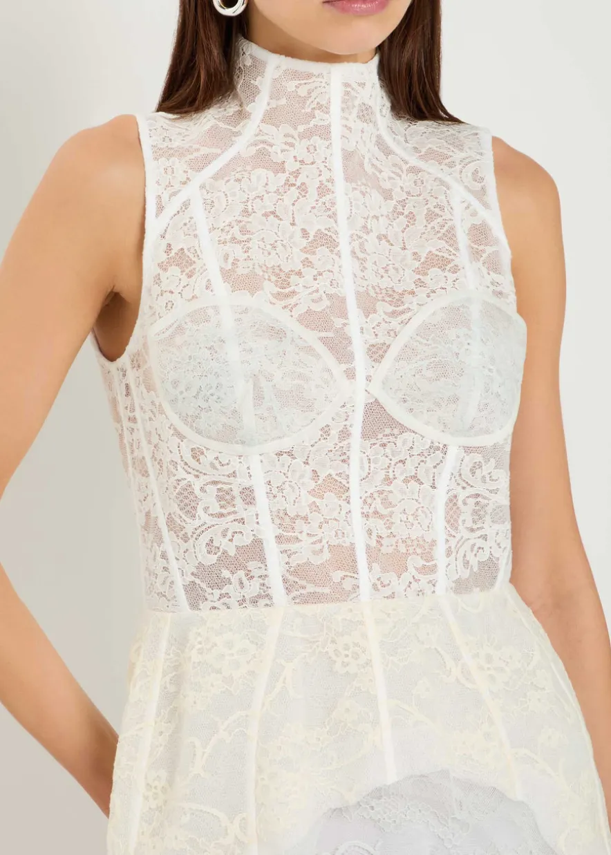 Embroidered lace midi dress