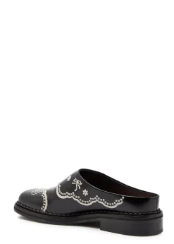 Embroidered leather mules