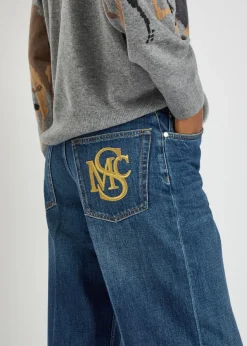 Embroidered straight-leg jeans