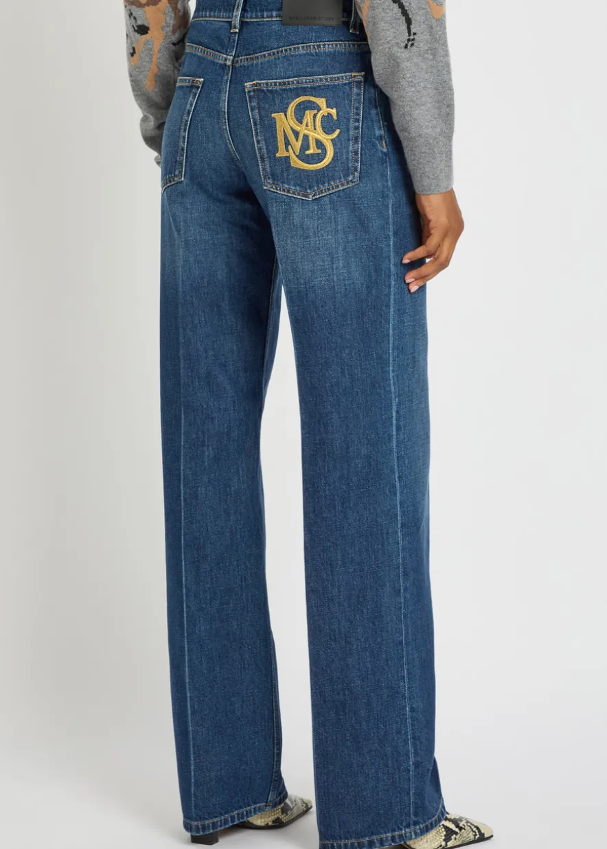 Embroidered straight-leg jeans