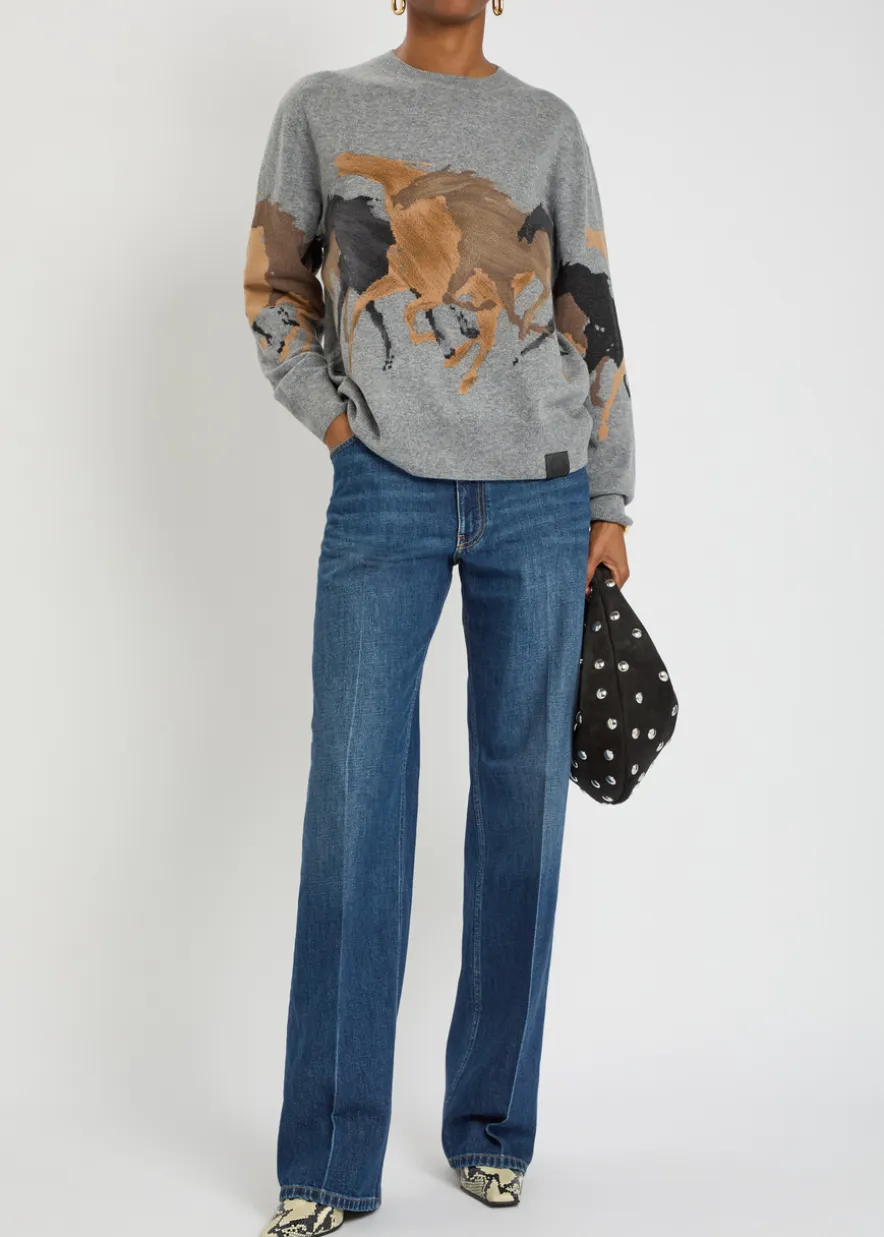 Embroidered straight-leg jeans